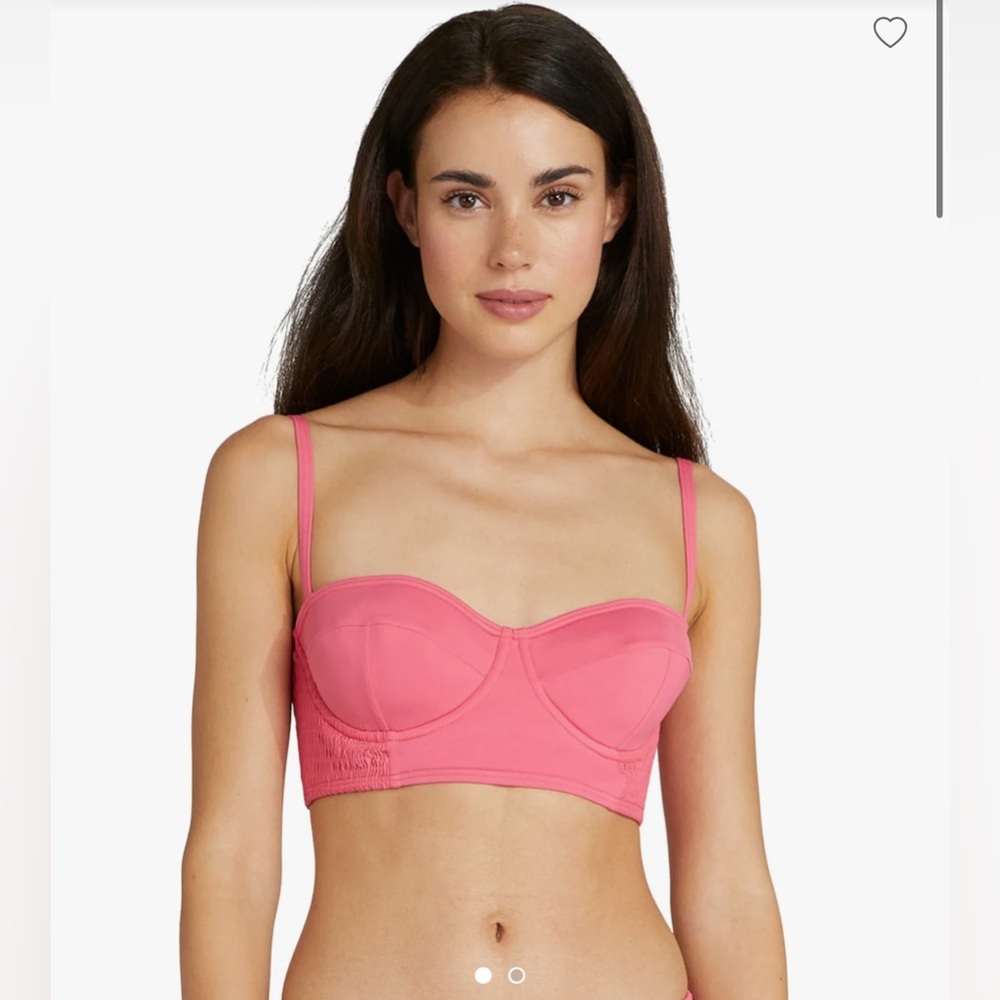 NWT Kate Spade SET Smocked Underwire Bikini Top and Matching Bottoms in Pink S